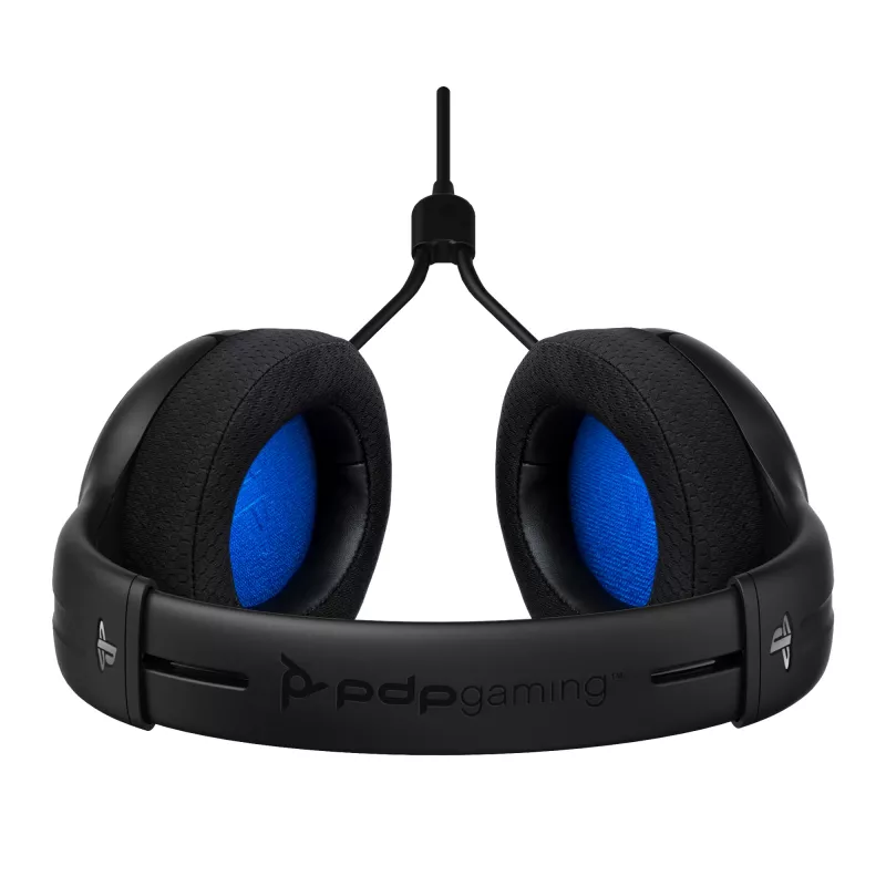 PDP LVL50 Laidinės ausinės PS4 baltos – 50 mm tvarkyklė, laidinės, žaidimų ausinės, juodos