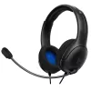 PDP LVL50 Laidinės ausinės PS4 baltos – 50 mm tvarkyklė, laidinės, žaidimų ausinės, juodos
