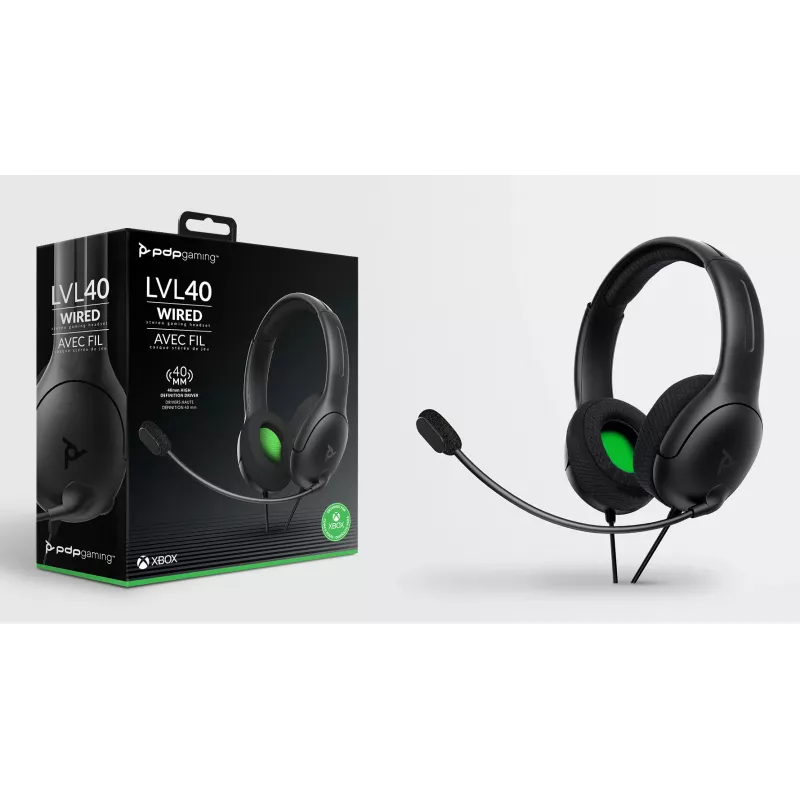 PDP LVL50 laidinis stereo ausinių komplektas XBSX, laidinis, žaidimams, ausinės, juodos