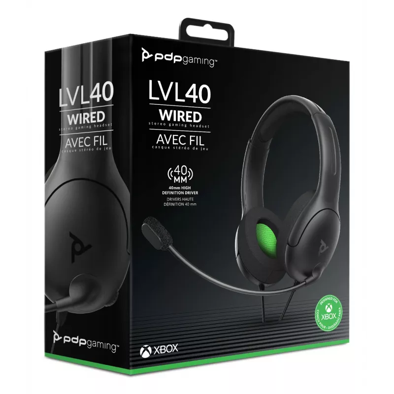 PDP LVL50 laidinis stereo ausinių komplektas XBSX, laidinis, žaidimams, ausinės, juodos
