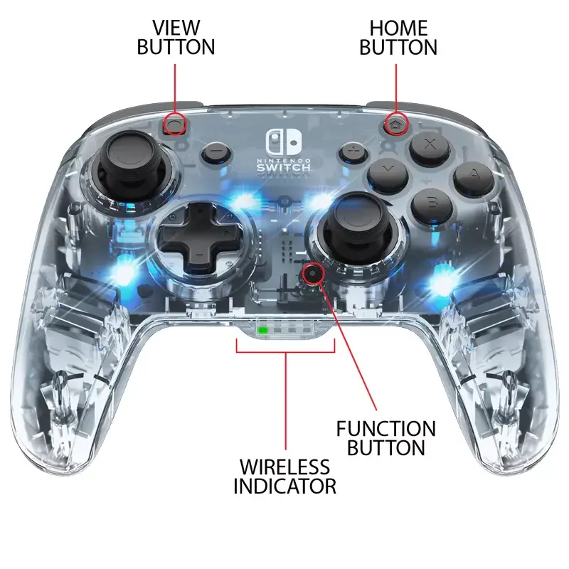 PDP Afterglow juodas permatomas valdiklis analogenis / digitalinis Nintendo Switch, Switch Lite, Switch OLED