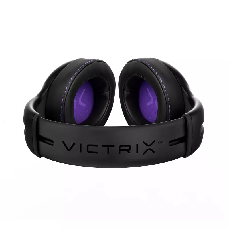 Žaidimų ausinės VICTRIX Gambit Wireless – belaidės ir laidinės, 20–20000 Hz, 2 m laidas, 301 g, juodos/violetinės