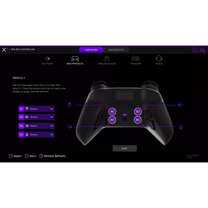 PDP Victrix Pro BFG valdiklis, skirtas PlayStation 5, PlayStation 4 ir Windows 10/11 PC