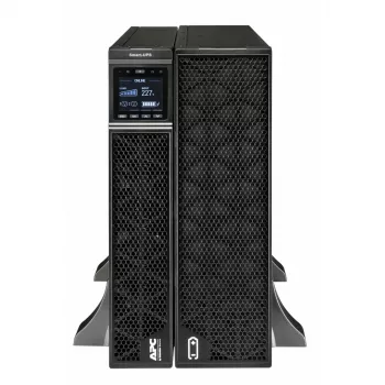 APC Smart-UPS On-Line, 8kVA/8kW, stelažinis/bokštinis, 230V, 2x IEC C13+1x IEC C19+Hard wire 3 laidai (H+N+E) lizdai, tinklo kortelė, be bėgelių komplekto