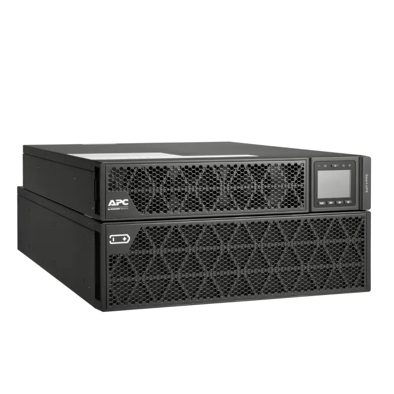APC Smart-UPS On-Line, 8kVA/8kW, stelažinis/bokštinis, 230V, 2x IEC C13+1x IEC C19+Hard wire 3 laidai (H+N+E) lizdai, tinklo kortelė, be bėgelių komplekto