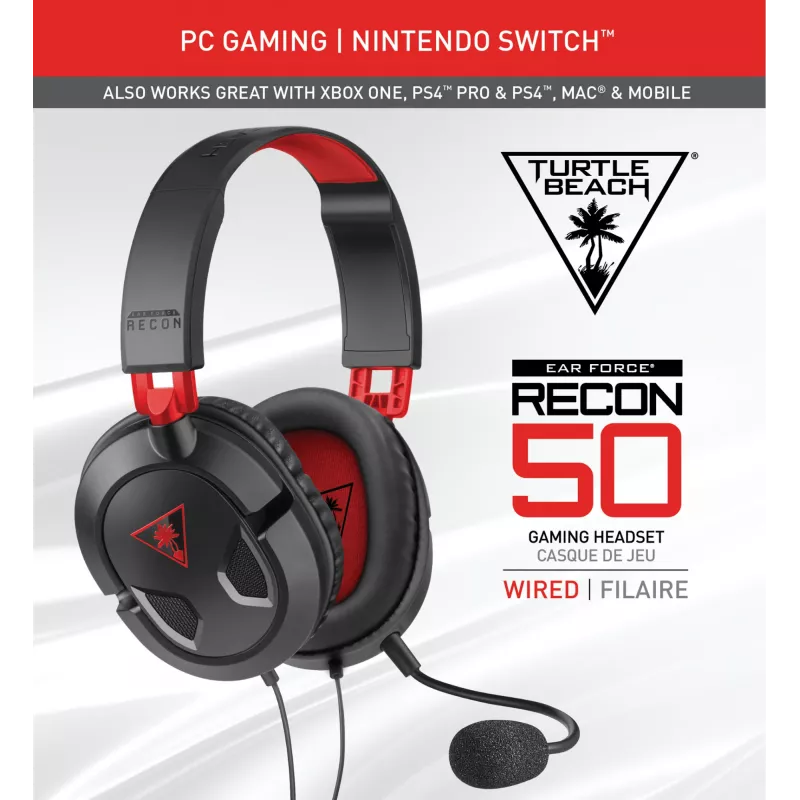 Turtle Beach Recon 50 ausinės su laidu žaidimams – PC, Xbox Series X/S, Xbox One, PS5, PS4