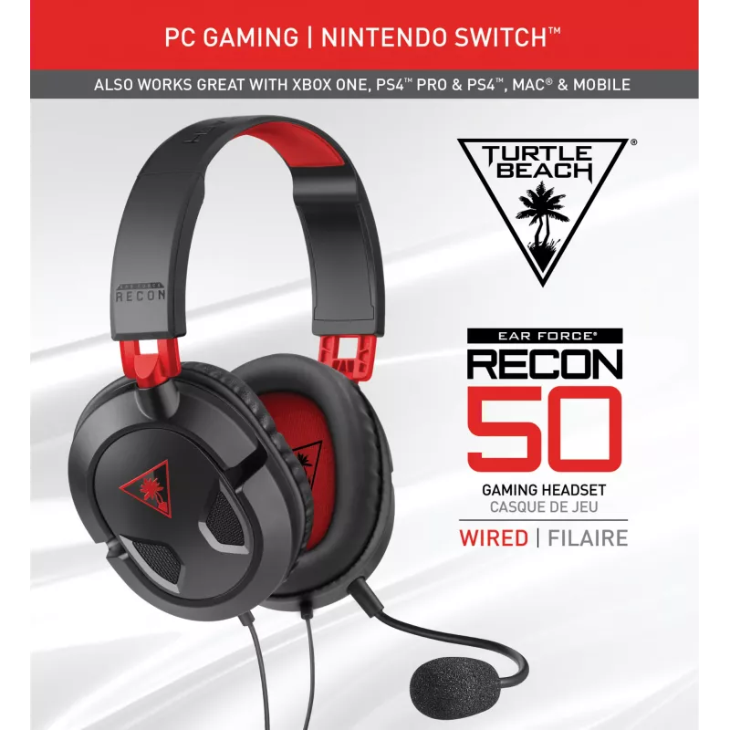 Turtle Beach Recon 50 ausinės su laidu žaidimams – PC, Xbox Series X/S, Xbox One, PS5, PS4
