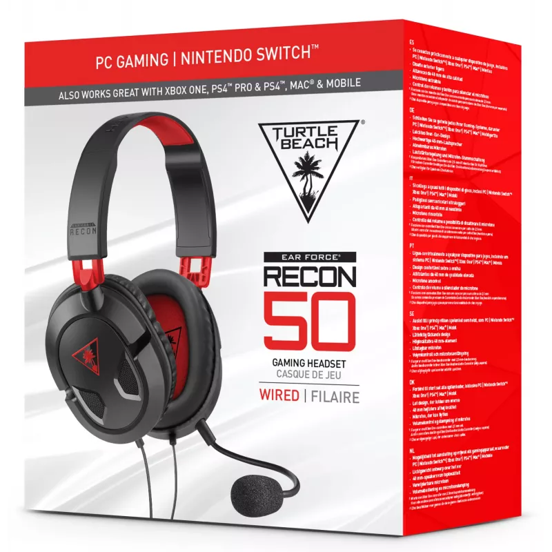 Turtle Beach Recon 50 ausinės su laidu žaidimams – PC, Xbox Series X/S, Xbox One, PS5, PS4