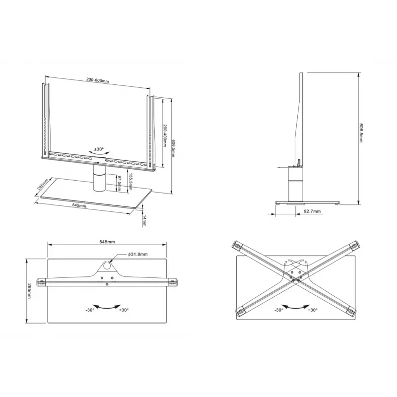 Stalo stovas Multibrackets M VESA Turn Black Large MAX 600x400