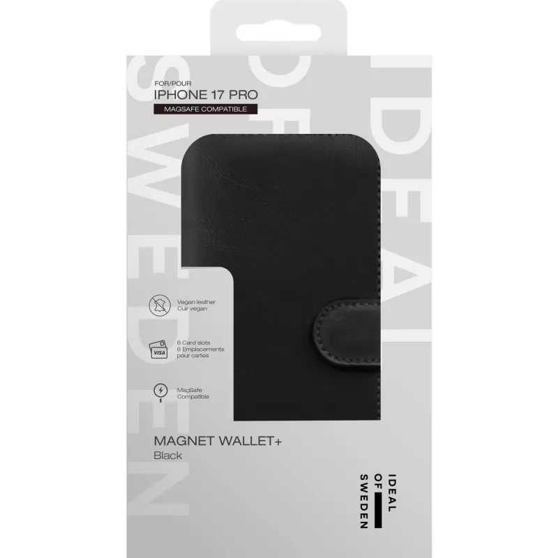 iDeal of Sweden Magnet Wallet+ MagSafe dėklas iPhone 17 Pro Juodas