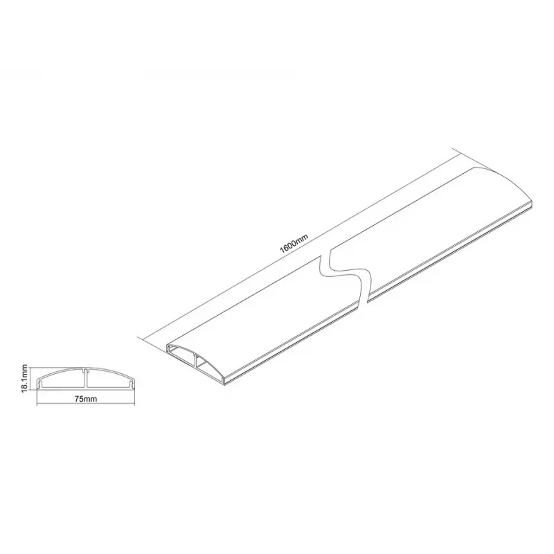 Multibrackets M kabelių kanalas SS juodas 75 mm plotis - 1600 mm ilgis
