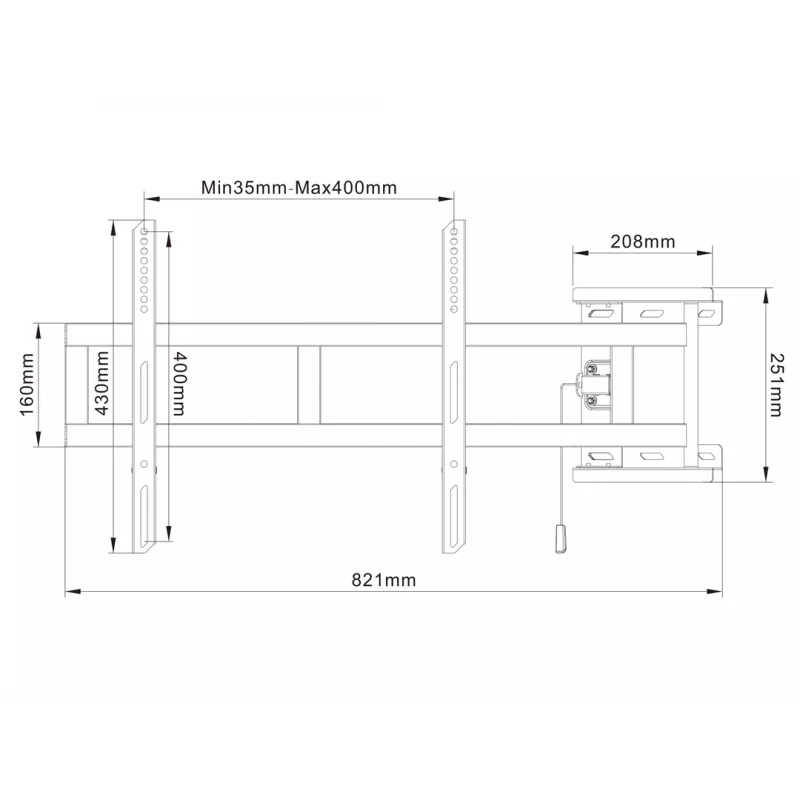 Pasukama laikiklio ranka MULTIBRACKETS M Universal 180° — 26–47 colių ekranams, VESA iki 400×400, max 25 kg, juoda