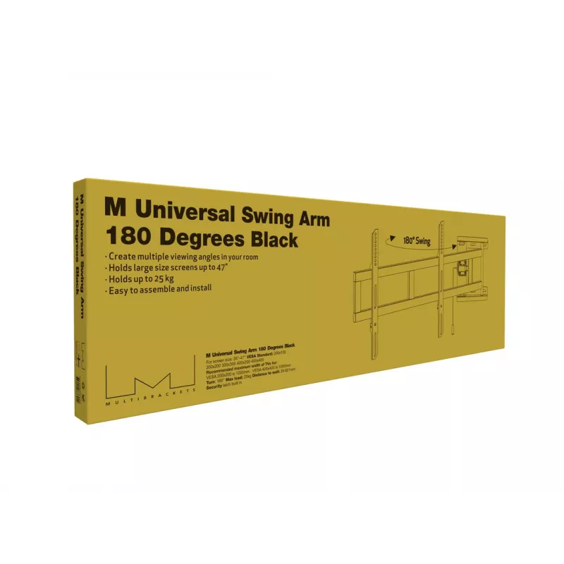 Pasukama laikiklio ranka MULTIBRACKETS M Universal 180° — 26–47 colių ekranams, VESA iki 400×400, max 25 kg, juoda