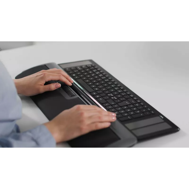 Mousetrapper Delta Mouse Grey Extended USB-A – ergonominė pelė su valdymo juosta