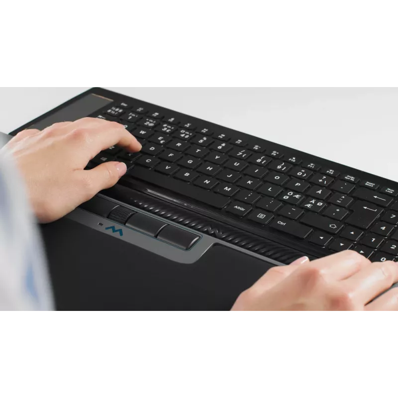 Mousetrapper Delta Mouse Grey Extended USB-A – ergonominė pelė su valdymo juosta