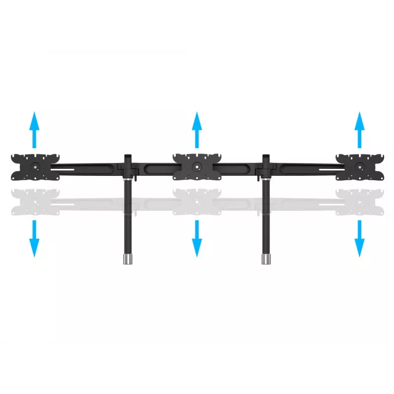 Triple monitorio stovo praplėtimo rinkinys MULTIBRACKETS M VESA 3 ekranams 24–32 col. iki 24 kg, aliuminis/plastikas, juodas