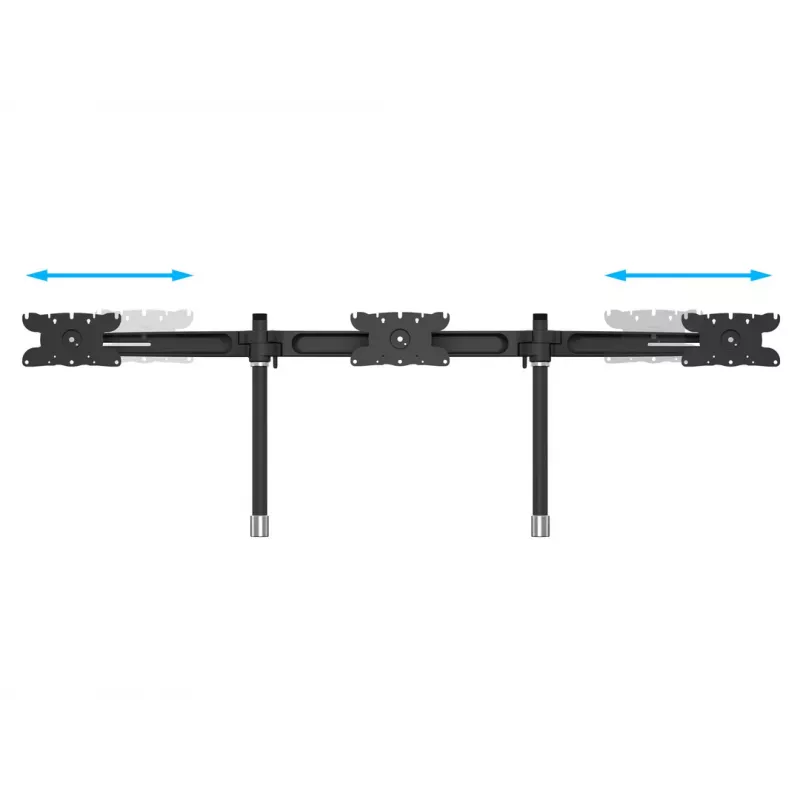 Triple monitorio stovo praplėtimo rinkinys MULTIBRACKETS M VESA 3 ekranams 24–32 col. iki 24 kg, aliuminis/plastikas, juodas