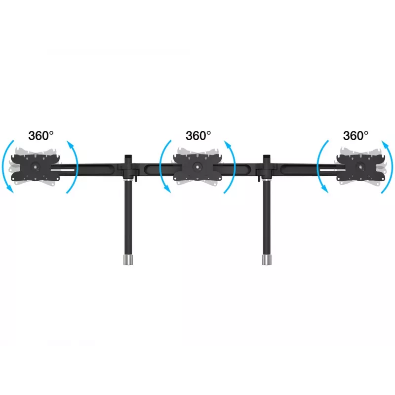 Triple monitorio stovo praplėtimo rinkinys MULTIBRACKETS M VESA 3 ekranams 24–32 col. iki 24 kg, aliuminis/plastikas, juodas