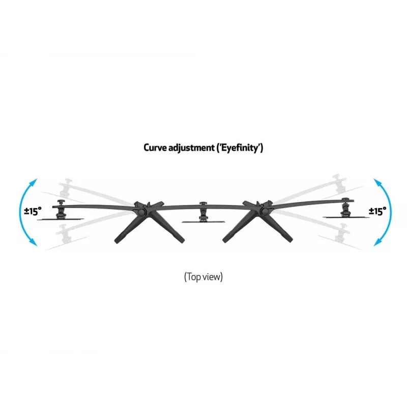 Triple monitorio stovo praplėtimo rinkinys MULTIBRACKETS M VESA 3 ekranams 24–32 col. iki 24 kg, aliuminis/plastikas, juodas