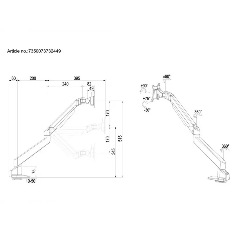 Multibrackets M VESA dujinis monitoriaus laikiklis vienam ekranui juodas HD