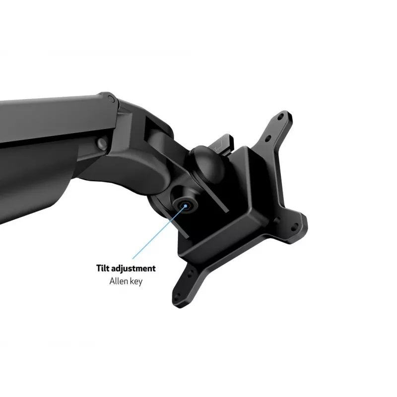 Monitoriaus ranka MULTIBRACKETS M VESA Gas Lift Arm Quad Black HD — spaustuvas/varžtas, 84 kg, VESA 75×75–100×100, 15–32 colių, pakreipimas -45°–75°