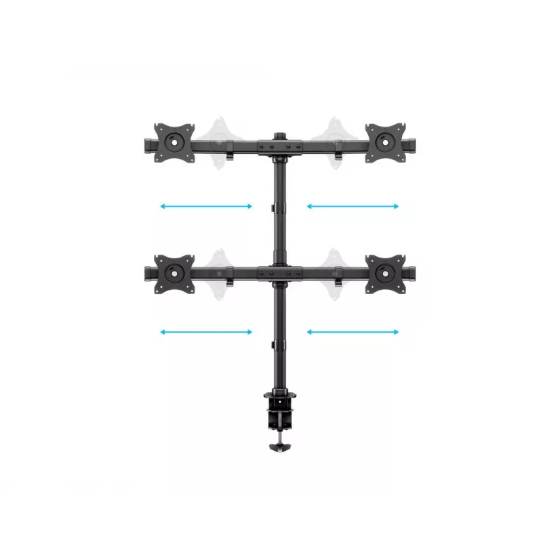 Multibrackets M Deskmount Basic Quad laikiklis monitoriui, spaustuvas/varžtinis, 32 kg, 38,1 cm (15 col.), 68,6 cm (27 col.), 100 x 100 mm, juodas