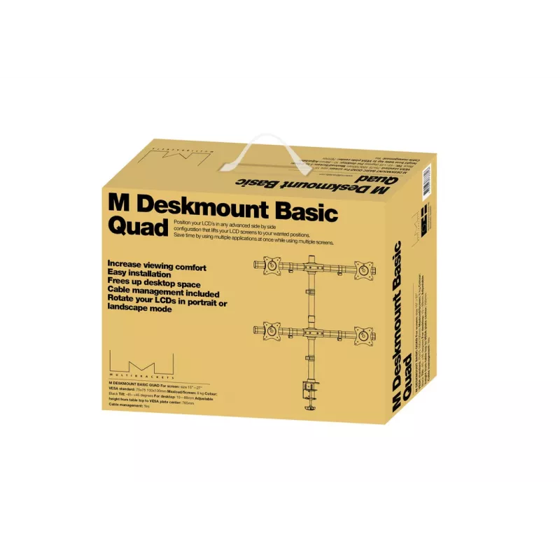Multibrackets M Deskmount Basic Quad laikiklis monitoriui, spaustuvas/varžtinis, 32 kg, 38,1 cm (15 col.), 68,6 cm (27 col.), 100 x 100 mm, juodas