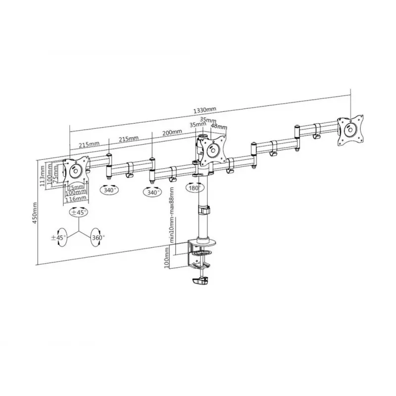 Triple monitor laikiklis Multibrackets M Deskmount Basic Triple