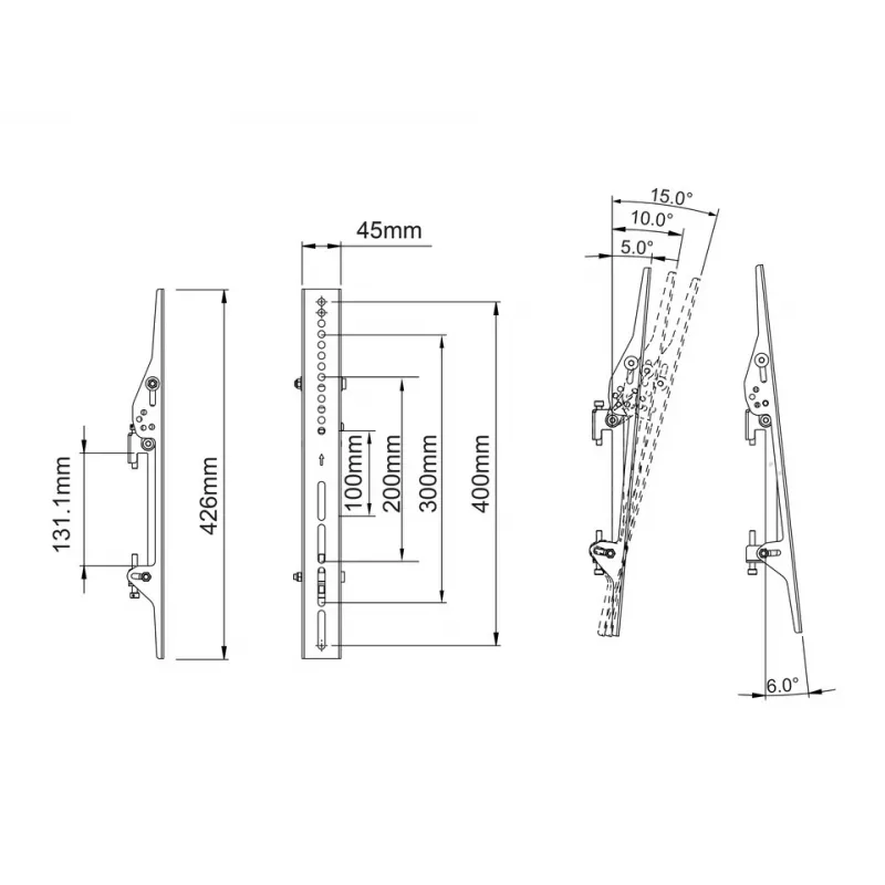 Laikiklio ranka plokščiaekraniams MULTIBRACKETS M Pro Series Tilt Arms 400mm, juoda, aliuminis/plienas, 2 vnt.