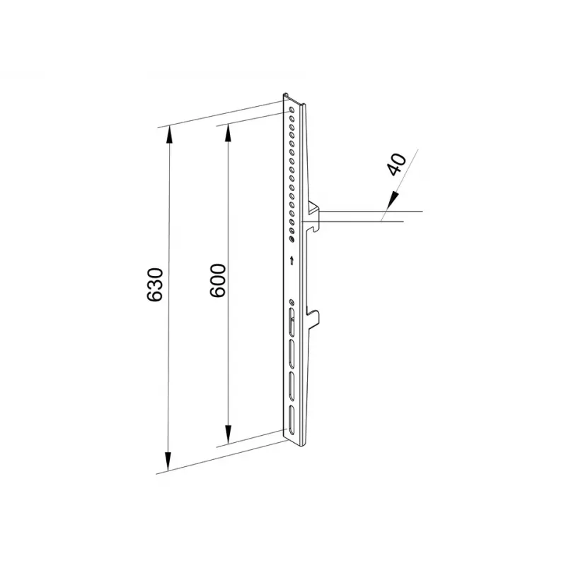 Ploščiojo ekrano tvirtinimo rankena Multibrackets M Pro Series fiksuota 600 mm, plieninė, juoda, 2 vnt. pakuotė