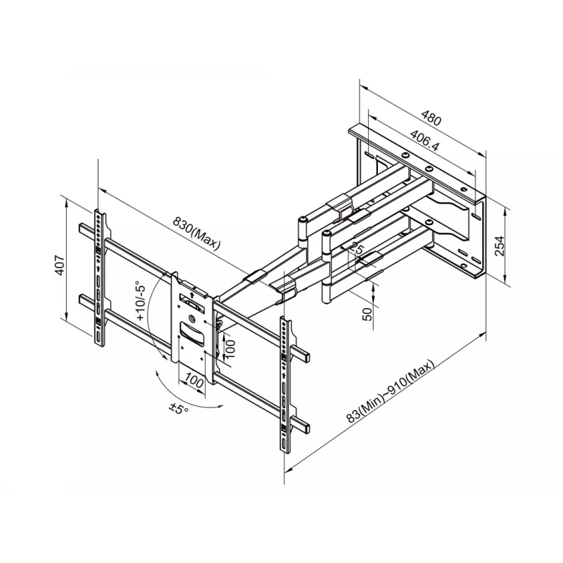 Multibrackets M Universal Long Reach Arm 910mm HD, Dual laikiklis televizoriui