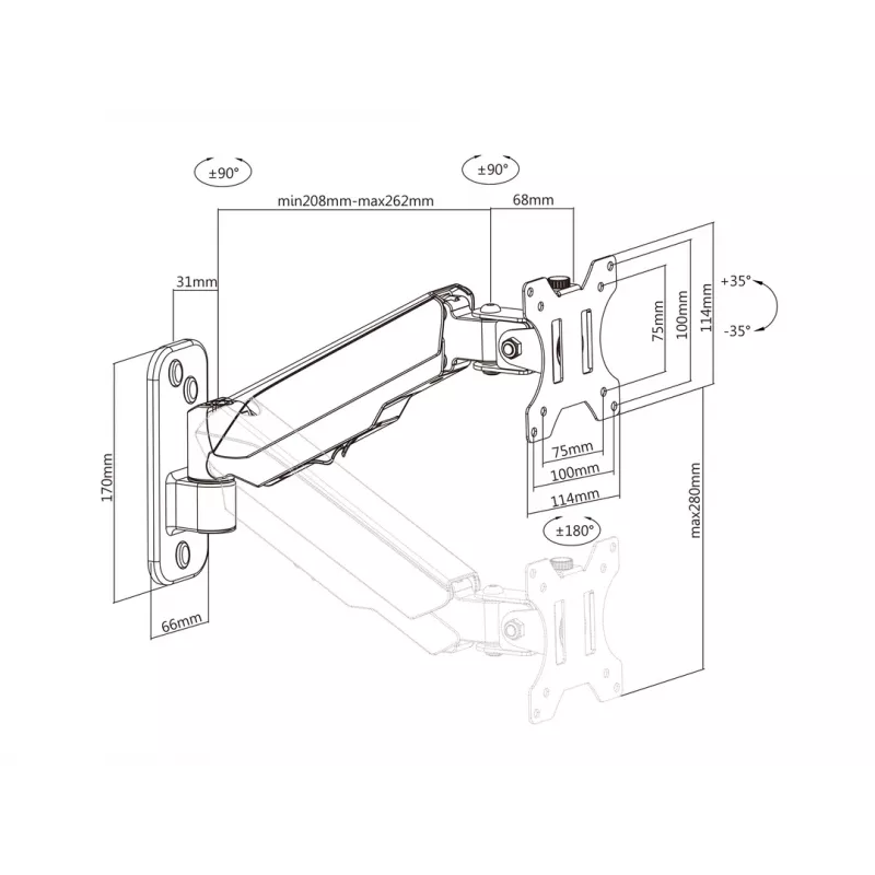 Multibrackets M Monitormount Wall Basic Single juodas 8 kg 17-32 col.