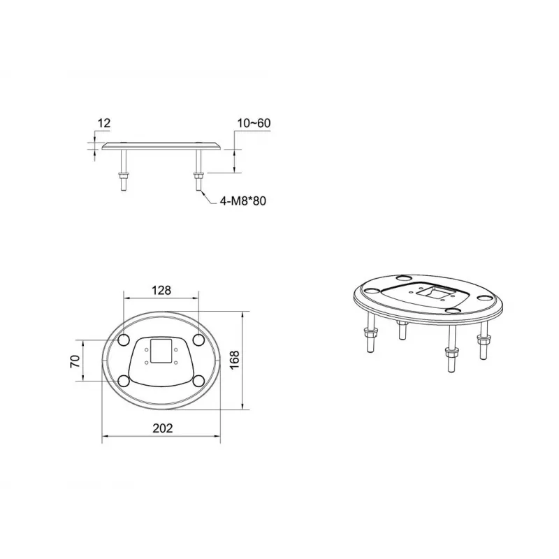 Grommet pagrindas MULTIBRACKETS M Deskmount HD — aliumininis korpusas, juodas, Ø 21 cm, H 40 mm, 500 g