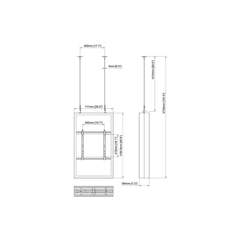 Multibrackets M Pro Series korpusas 50 colių sieninis juodas plieninis horizontaliai/vertikaliai