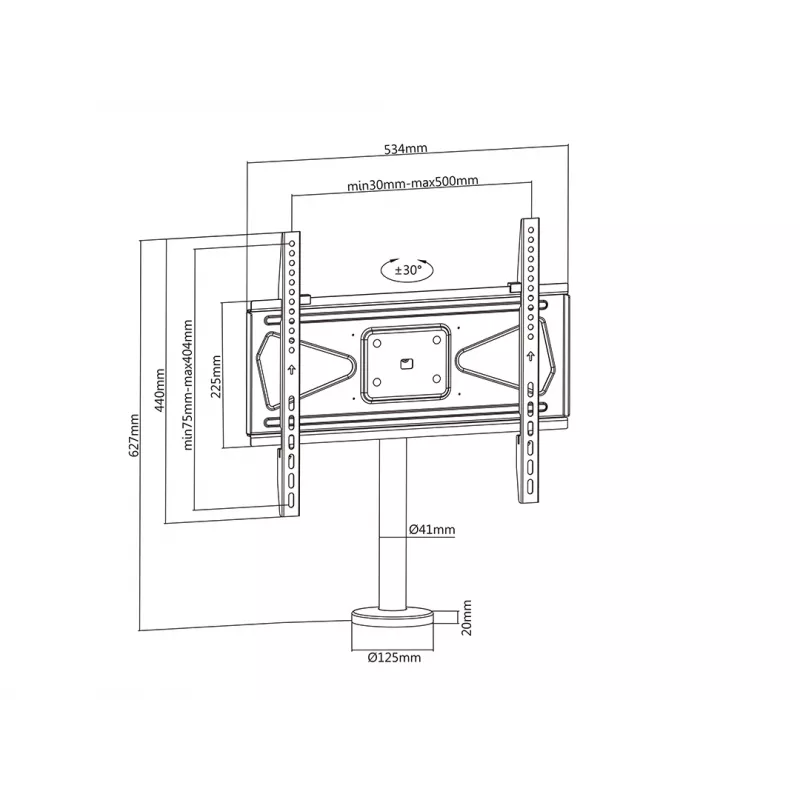 Multibrackets M VESA Bolt Down TV laikiklis ant stalo Turn 400 MAX 30 kg 23-55 col.