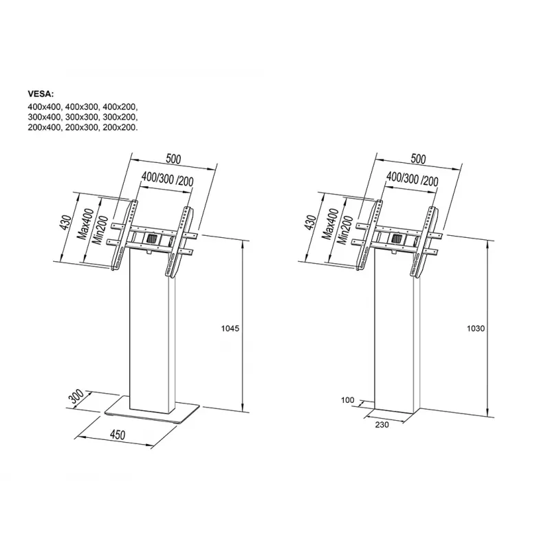 Multibrackets M Pro Series Kiosk juodas 15-32 col. 20 kg 75x75-400x400