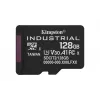 Kingston 128GB Industrial MicroSDXC atminties kortelė C10 A1 pSLC UHS-I, 100MB/s skaitymas, 80MB/s rašymas, V30/U3, juoda + SD adapteris