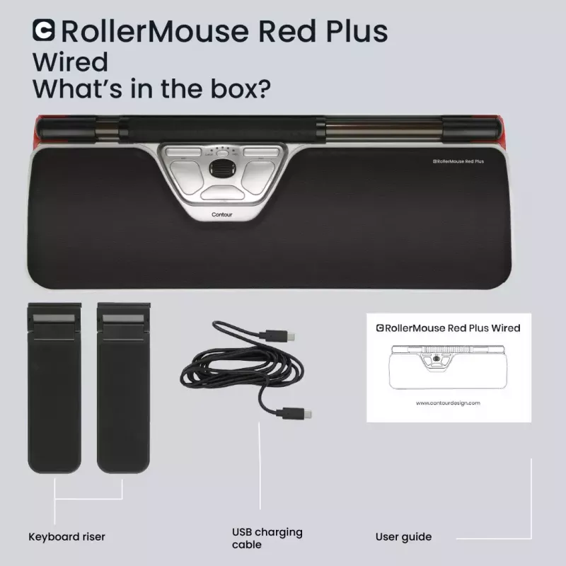 Contour Design RollerMouse Red Plus Wired ergonominė pelė USB-C 2800 DPI