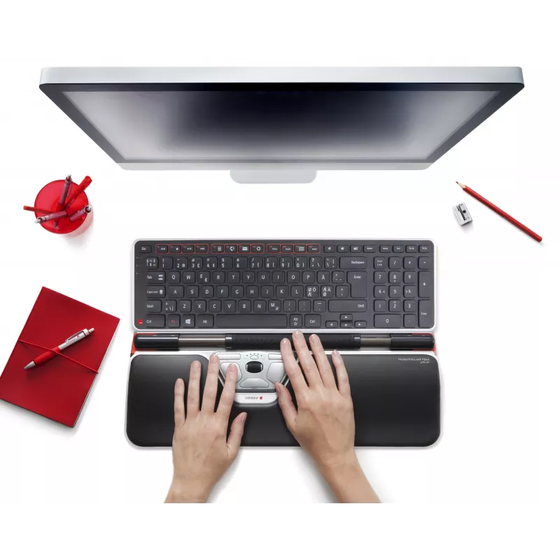 Contour Design RollerMouse Red Plus + Balance Wired pilno dydžio klaviatūra su pele, laidinė, USB, QWERTY, juoda
