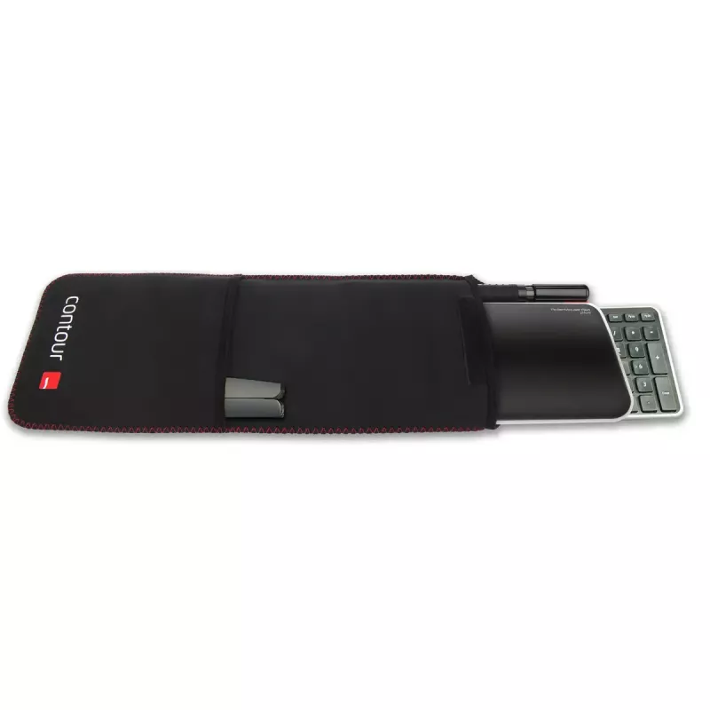 Contour RollerMouse Red Plus WL Travel Kit – belaidis RF, pilno dydžio klaviatūros išdėstymas, juoda, su pele ir riešo atrama