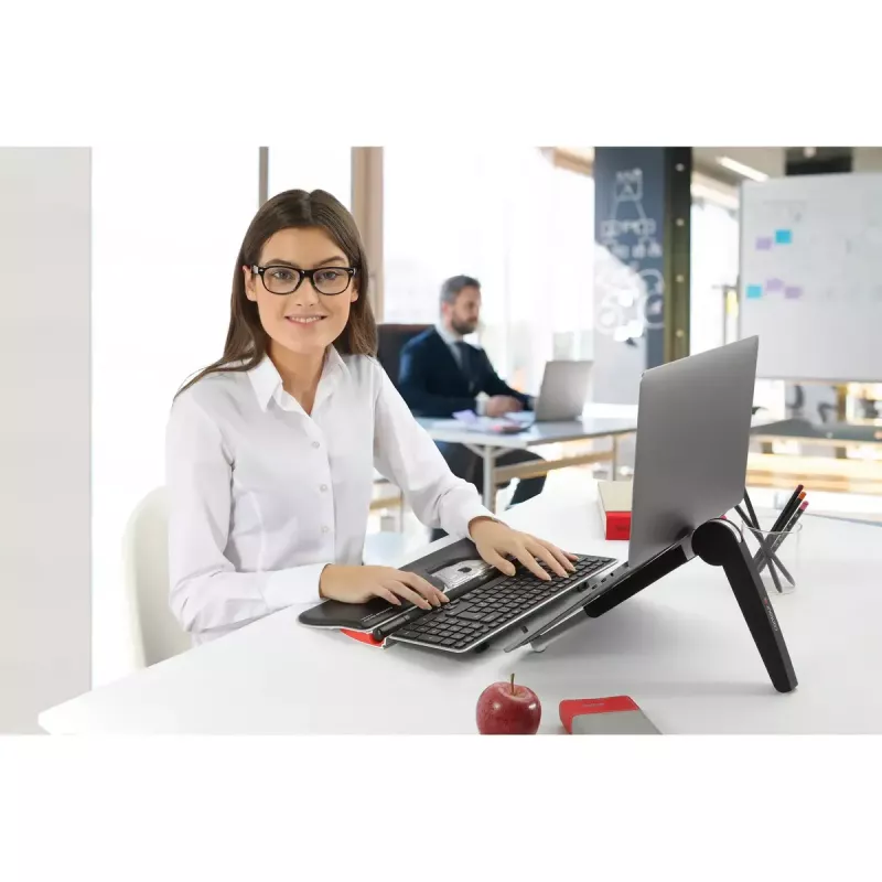 Contour RollerMouse Red Plus WL Travel Kit – belaidis RF, pilno dydžio klaviatūros išdėstymas, juoda, su pele ir riešo atrama