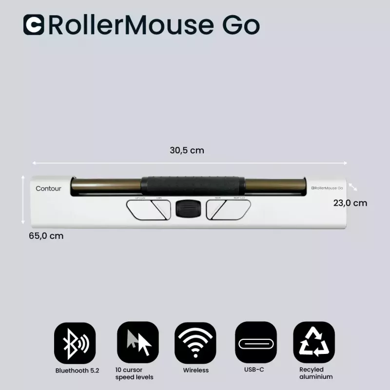 Ergonominė pelė Contour Design RollerMouse Go RF Bluetooth USB Type-A