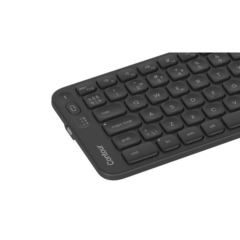 Belaidė klaviatūra Contour Balance Mid-Size Wireless – Pan Nordic išdėstymas, 106 klavišų, žirkliniai jungikliai, juoda