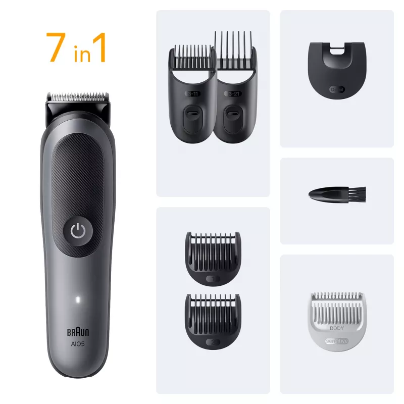 Braun AIO5520 kirpimo mašinėlė/trimeris juoda, pilka 14 Ličio jonų (Li-Ion)