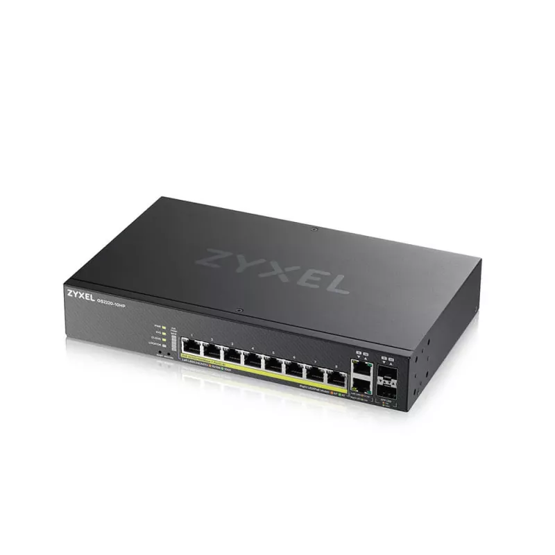 Zyxel GS2220-10HP-EU0101F tinklo jungiklis valdomas L2 Gigabit Ethernet (10/100/1000) Power over Ethernet (PoE) Juodas