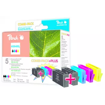 Kasetė su rašalu Peach 316405, 5 vnt., Juoda, Žydra, Purpurinė, Geltona