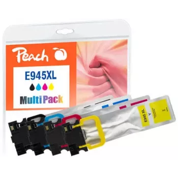 Peach PI200-796 kasečių rinkinys 4 vnt. Suderinamos High (XL) talpos juoda, žydra, purpurinė, geltona