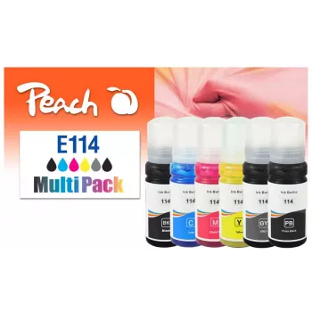 Peach 321706 kasetės 6 vnt. Suderinamos Standartinės Talpos Juoda, Žydra, Pilka, Raudona, Geltona