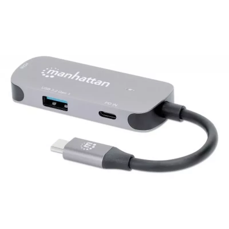 Manhattan USB-C 3-in-1 Dock/Hub su HDMI, USB-A, USB-C ir Power Delivery 100W, aliuminis