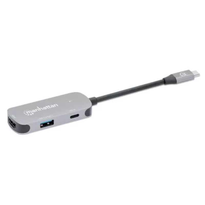 Manhattan USB-C 3-in-1 Dock/Hub su HDMI, USB-A, USB-C ir Power Delivery 100W, aliuminis